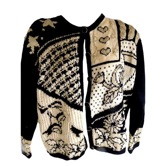 Vintage The Eagles Eye Christmas Hand Knit Cardigan Sweater READ - Picture 1 of 11